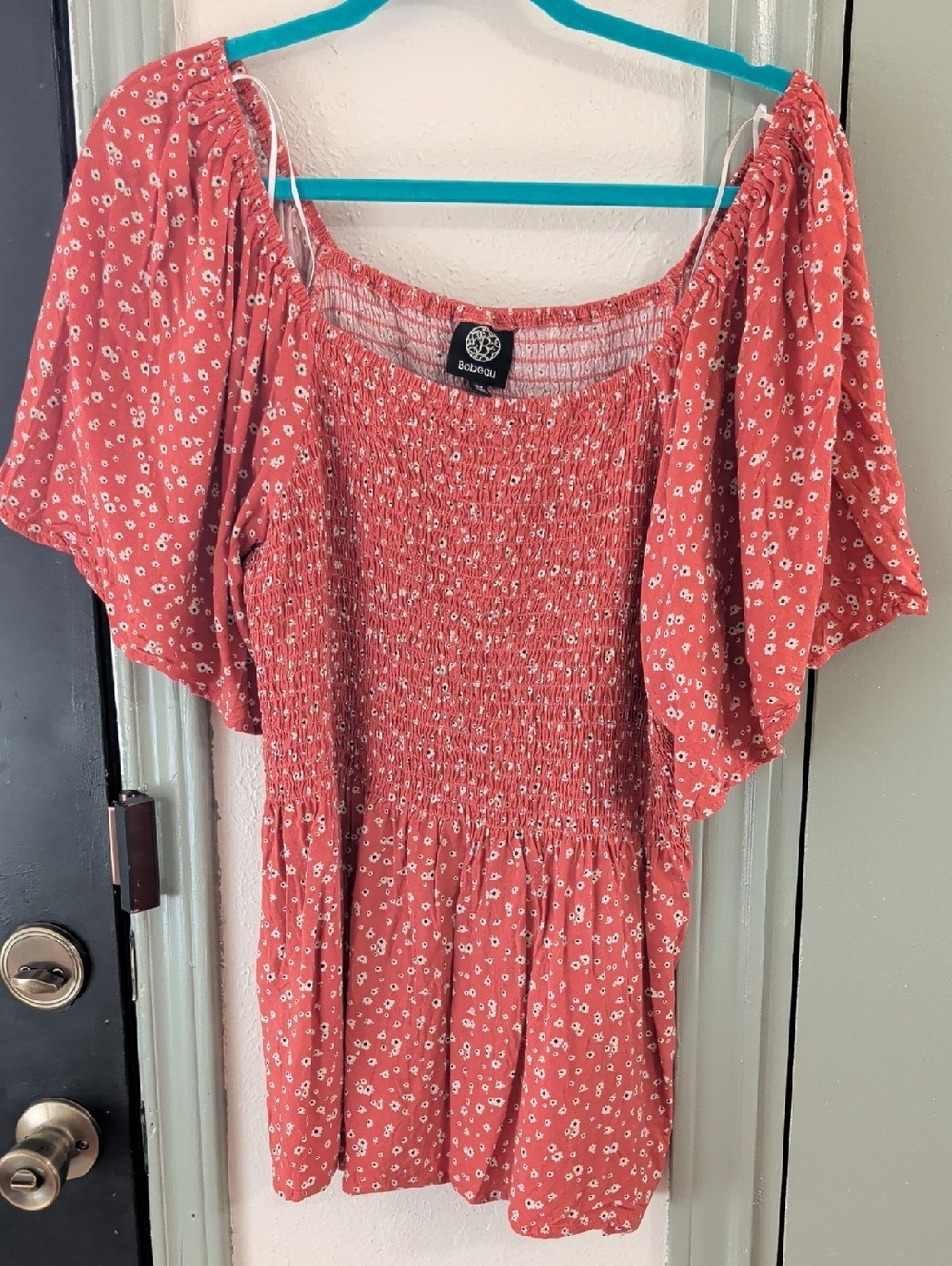 Coral  Floral Smock Top